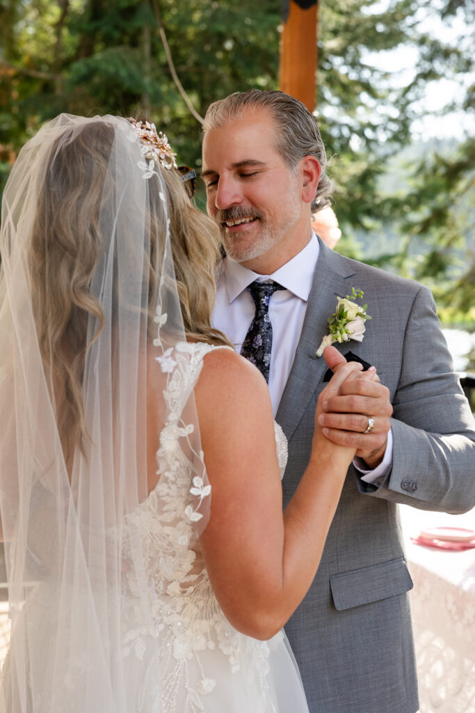 Close up of Bride and groom during first dance